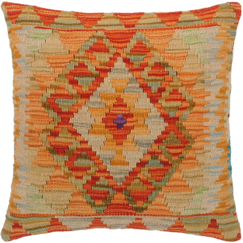 Bauhaus Queen Hand-Woven Turkish Kilim Throw Pillow 18 in. x 18 in.