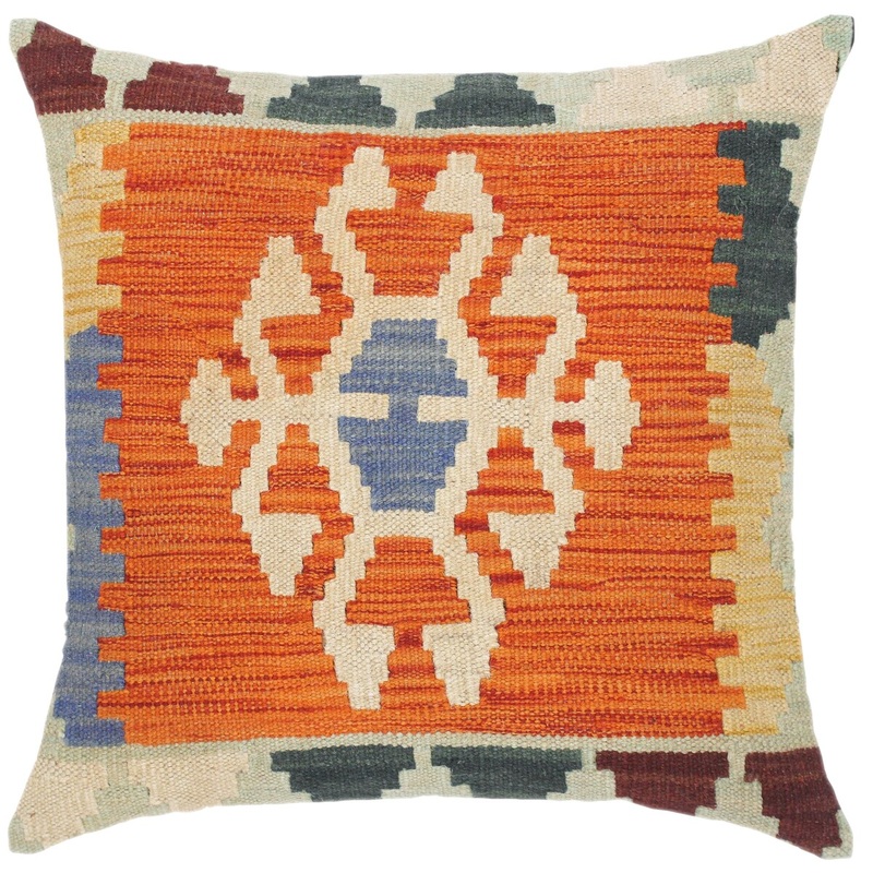 Boho Chic Estefana Hand-Woven Turkish Kilim Pillow 18 in. x 18 in.