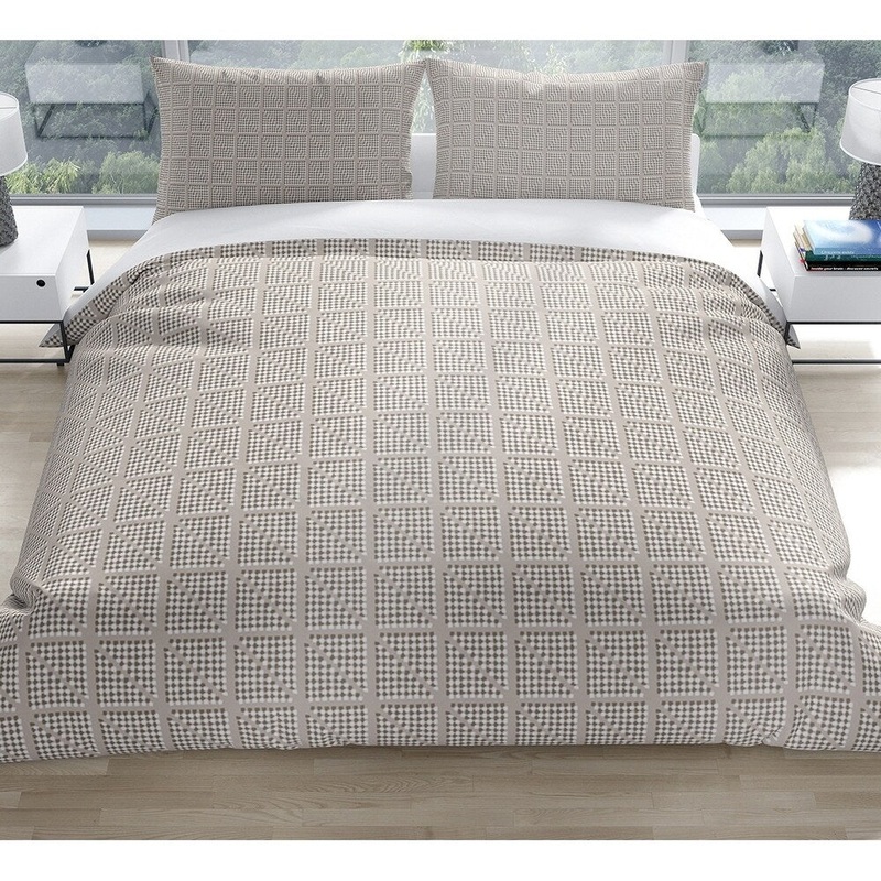 CHECK GEOMETRIC BLOCK PRINT ECRU Pillow Case By Kavka Designs
