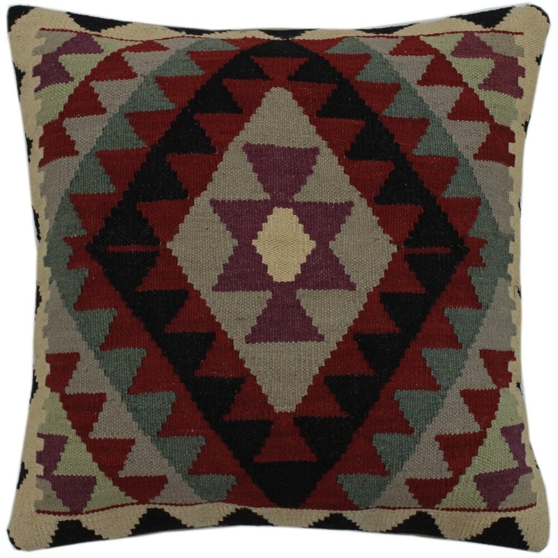 Chen Red/Ivory Hand-Woven Kilim Throw Pillow -21"x22"