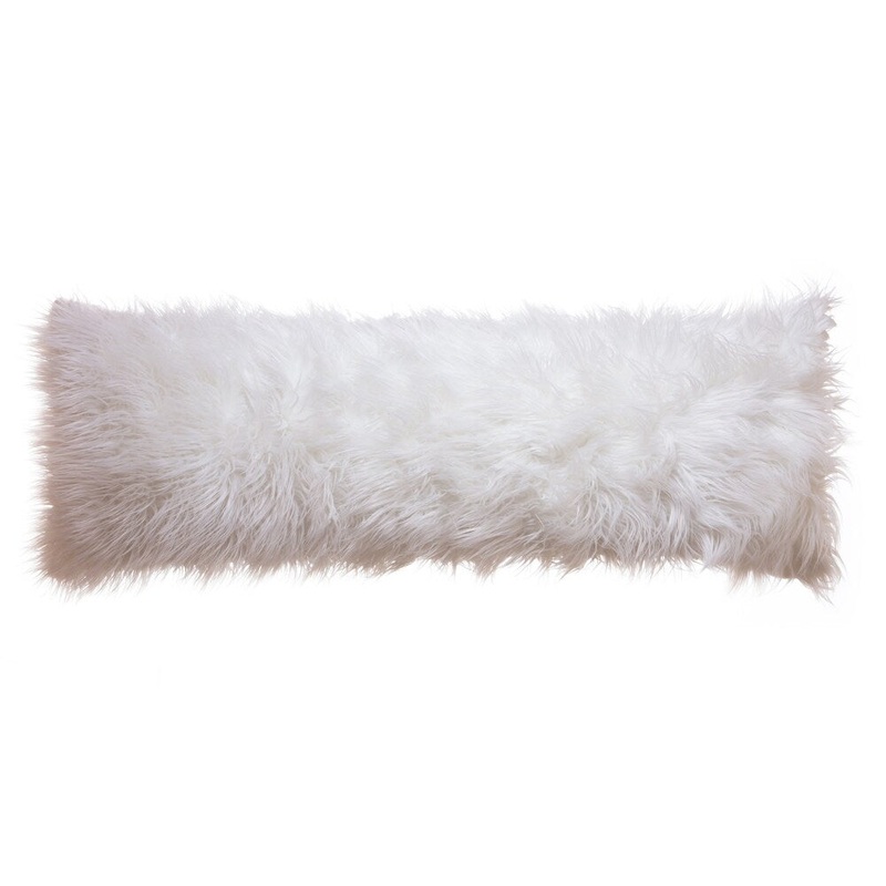 Faux Fur Body Pillow Cover, Mongolian White 20x54 (Cover Only)