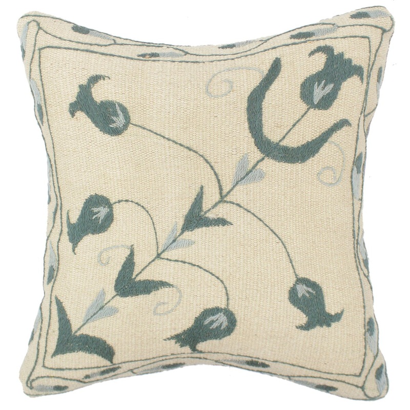 Shabby Chic Broad Kilim Suzani Handmade Pillow