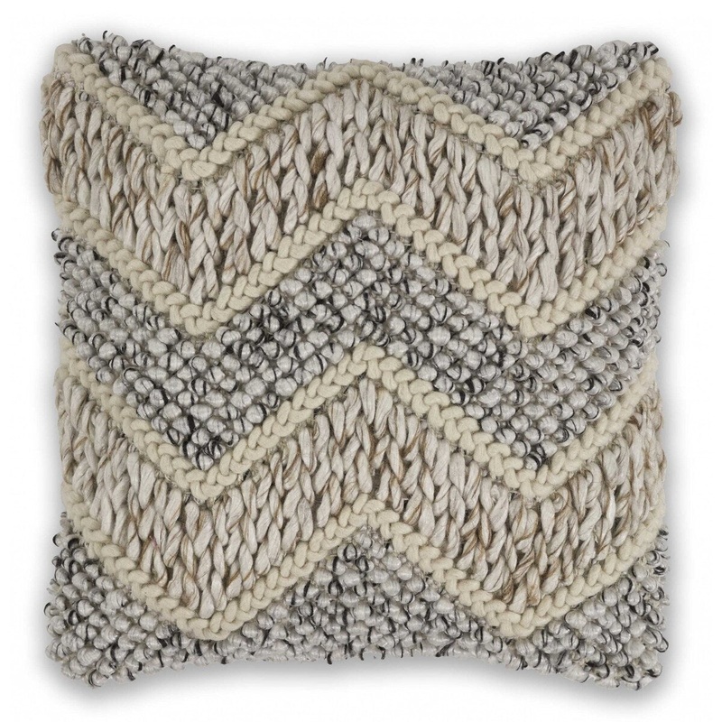 Square Chunky Knit Grey Chevron Accent Pillow