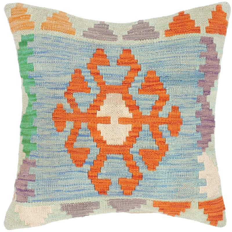 Bauhaus Brittni Hand-Woven Turkish Kilim Throw Pillow 18 in. x 18 in.