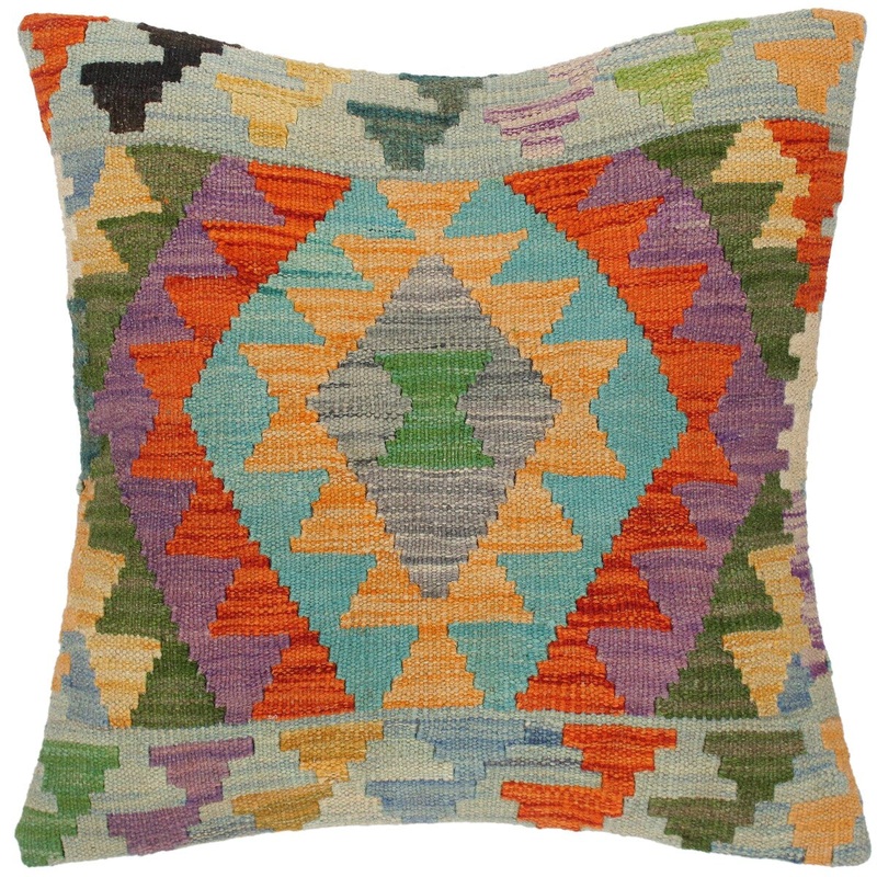 Bauhaus Jim Hand-Woven Turkish Kilim Throw Pillow