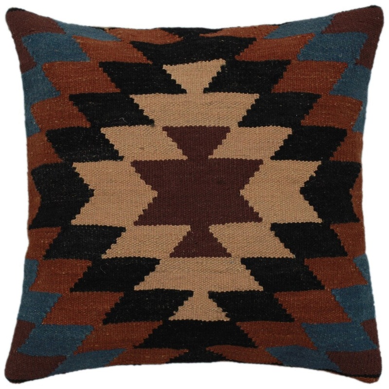 Chapman Brown/Black Hand-Woven Kilim Throw Pillow -19"x19"