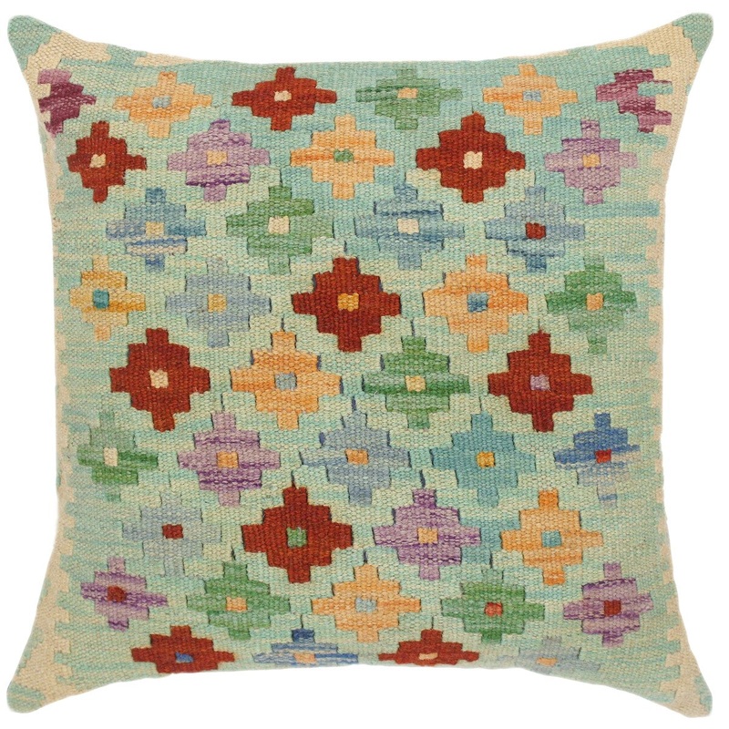 Shabby Chic Karly Hand-Woven Turkish Kilim Pillow 18 in. x 18 in.