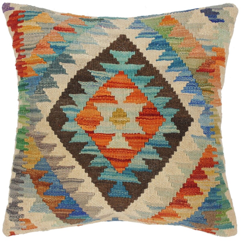 Southwestern Jefferso Hand-Woven Turkish Kilim Throw Pillow