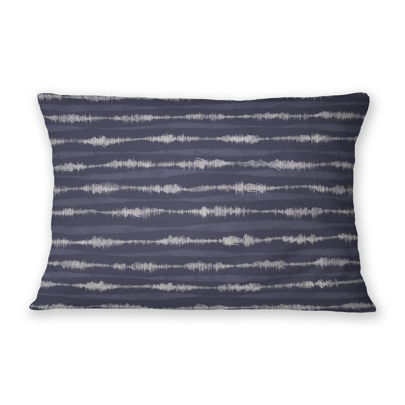 TIE-DYE STRIPE NAVY Linen Throw Pillow By Jenny Lund