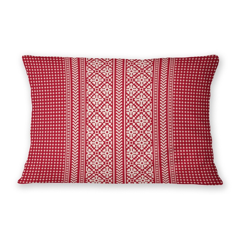 ASPEN SNOWFLAKE RED Lumbar Pillow By Jenny Lund