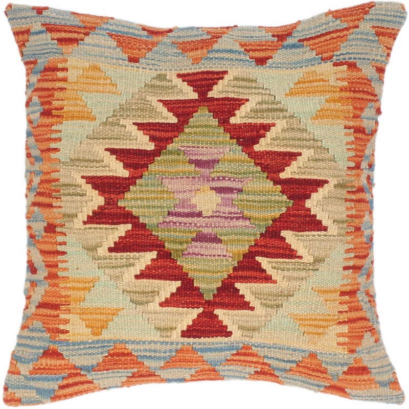 Bohemian Traci Hand-Woven Turkish Kilim Throw Pillow 18 in. x 18 in.