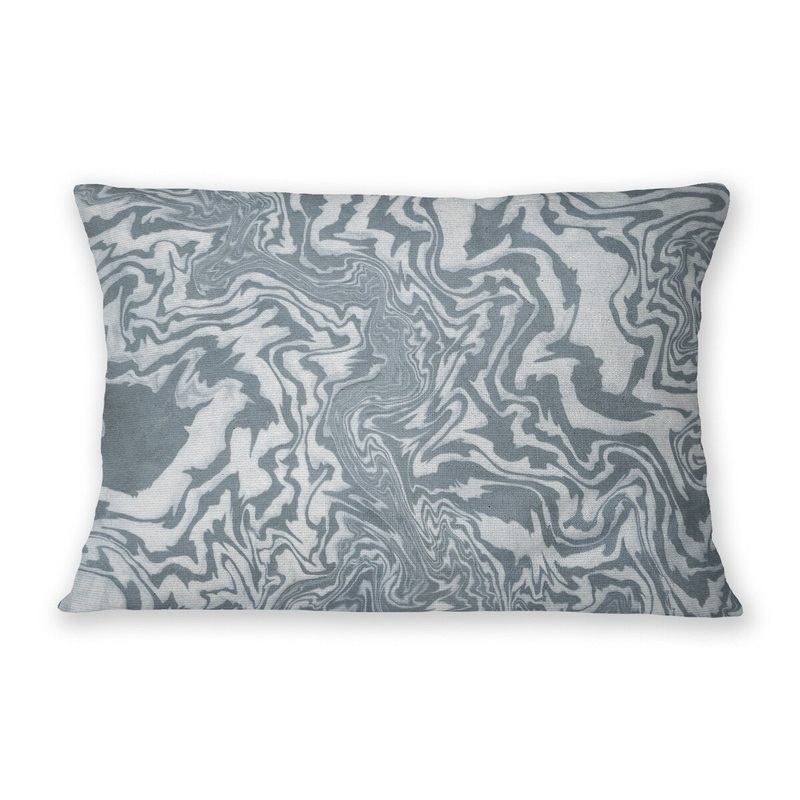 SUMINAGASHI JAGGED BLUE Linen Throw Pillow By Nancy Green