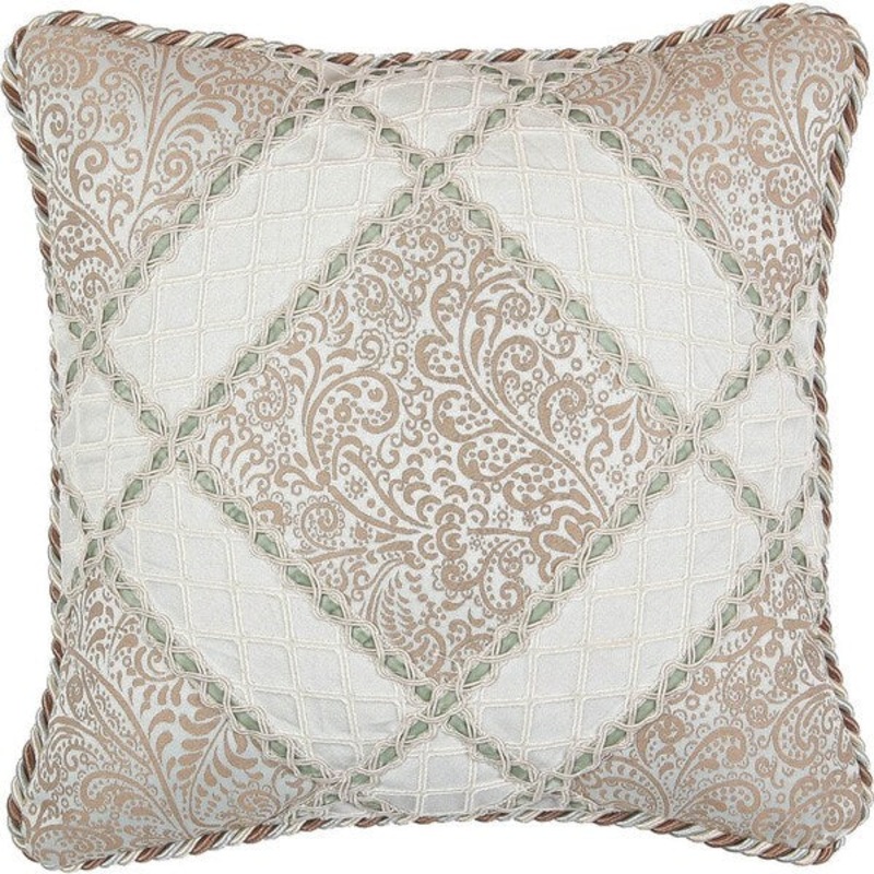 Swanson 16-inch Cream Decorative Paisley Jacquard Weave Throw Pillow