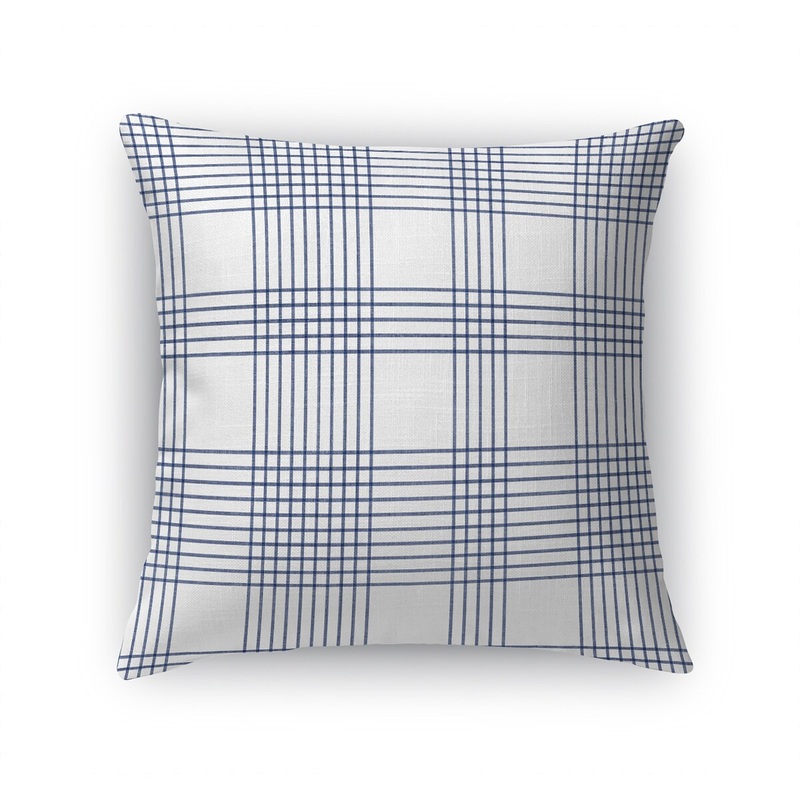 THIN PLAID BLUE Accent Pillow by Becky Bailey