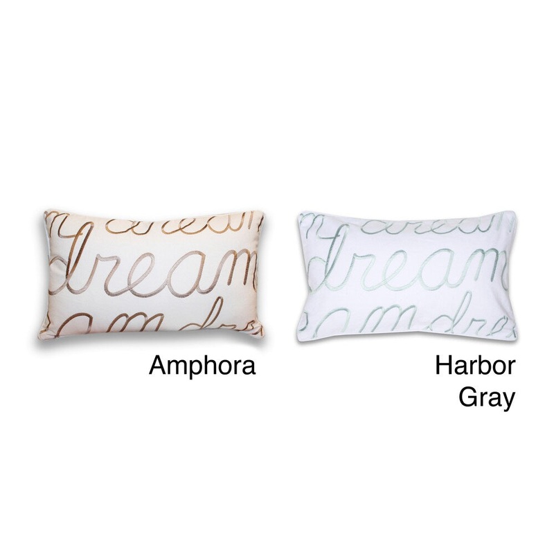 Thro Dream Embroidered Script 20-inch Decorative Pillow