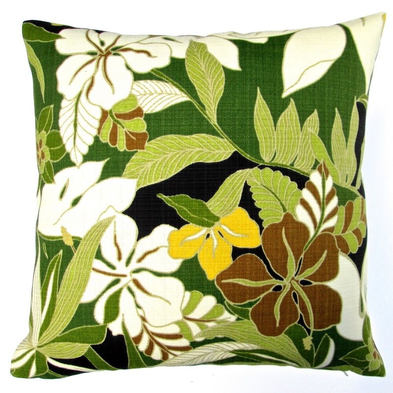 Artisan Pillows Indoor/ Outdoor 18-inch Tommy Bahama Fabric Hawaiian Green Hibiscus Flower Throw Pillow (Set of 2)