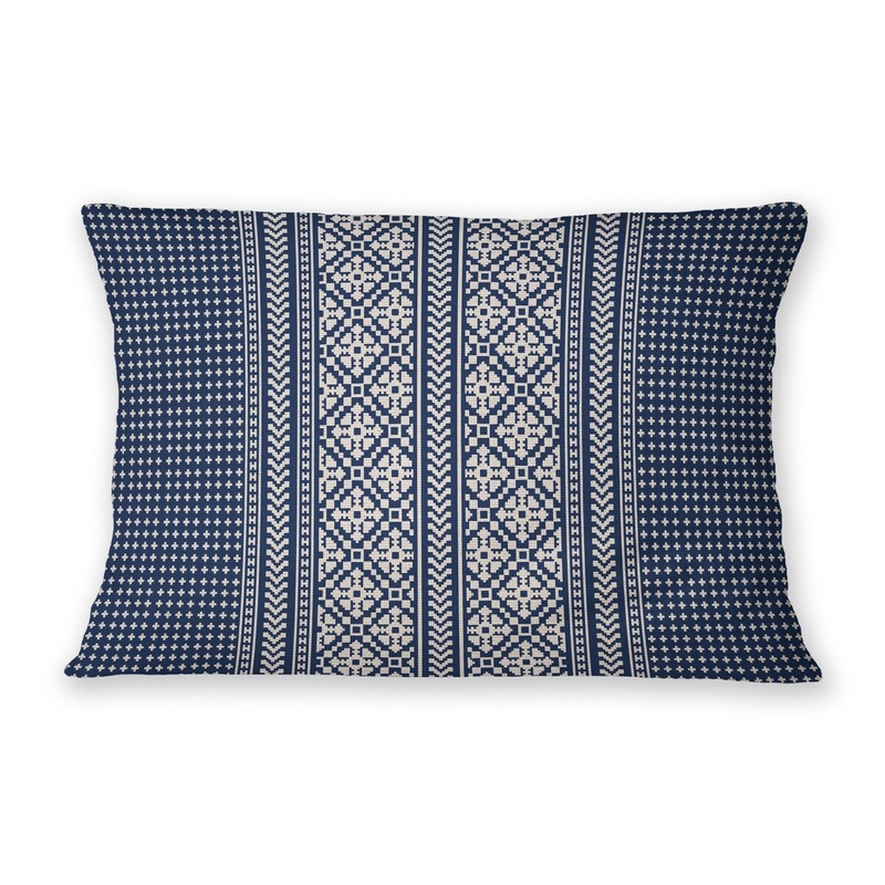 ASPEN SNOWFLAKE NAVY Linen Throw Pillow By Jenny Lund