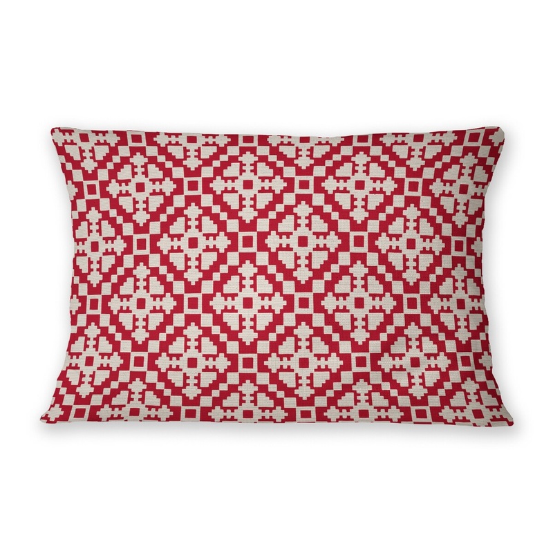 SUNDANCE SNOWFLAKE RED Linen Throw Pillow By Jenny Lund