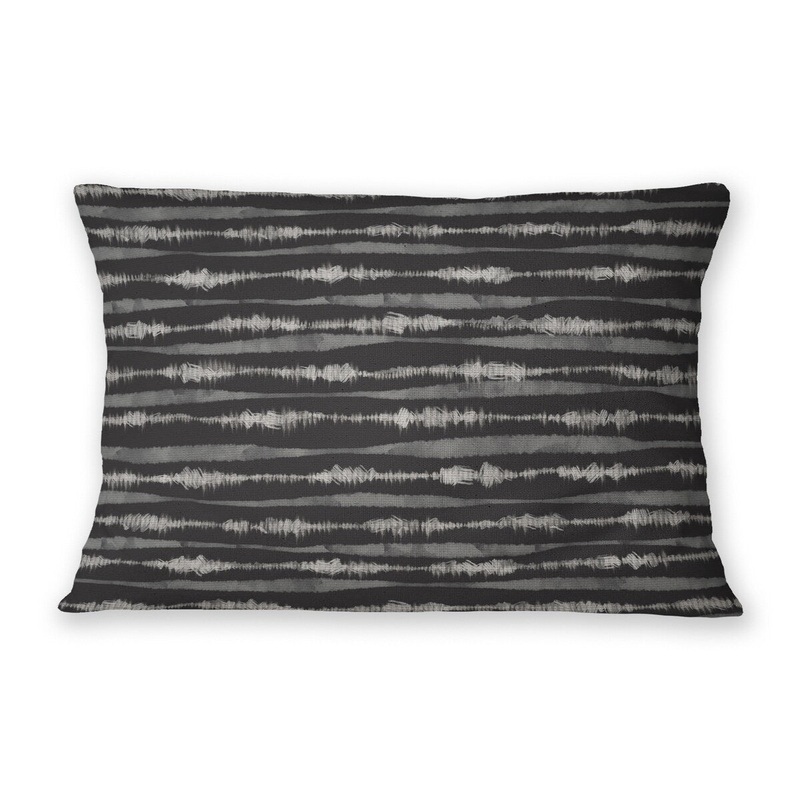 TIE-DYE STRIPE CHARCOAL Linen Throw Pillow By Jenny Lund
