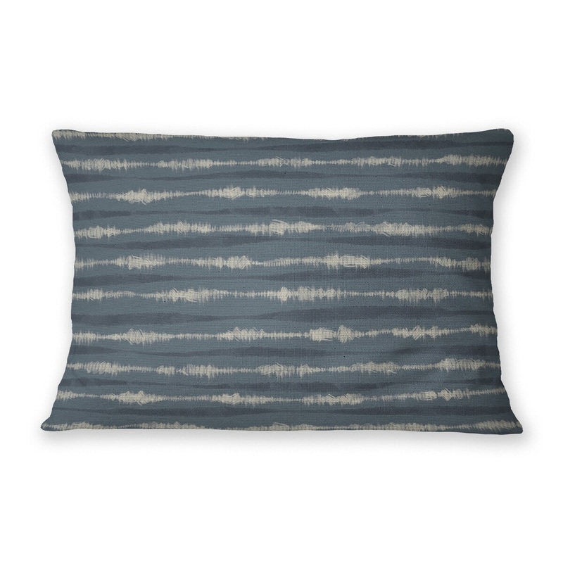TIE-DYE STRIPE STORMY Linen Throw Pillow By Jenny Lund