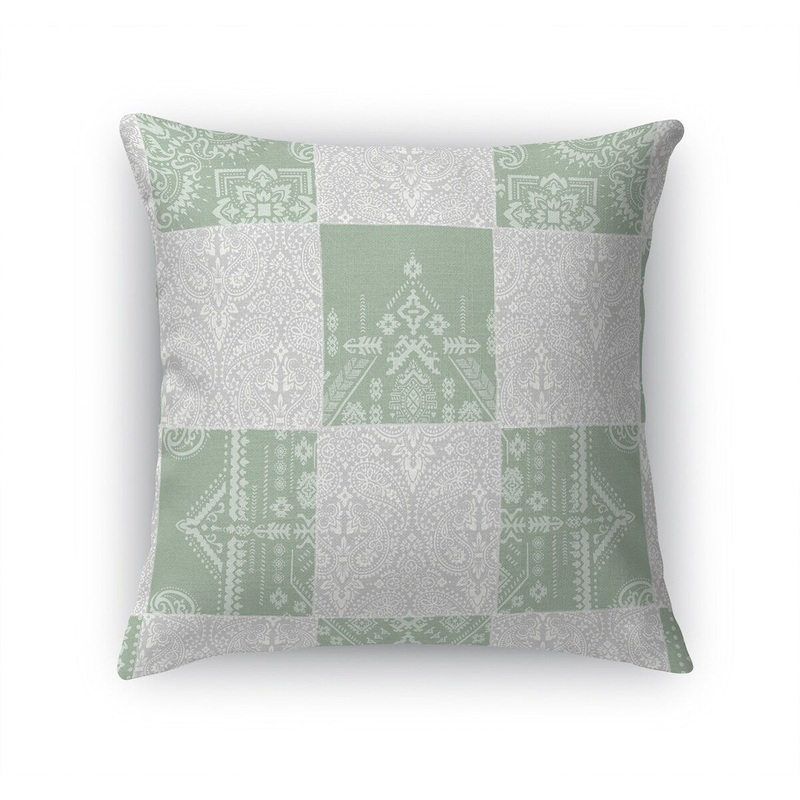 CHECKER PATCH GREY & GREEN Accent Pillow by Kavka Designs