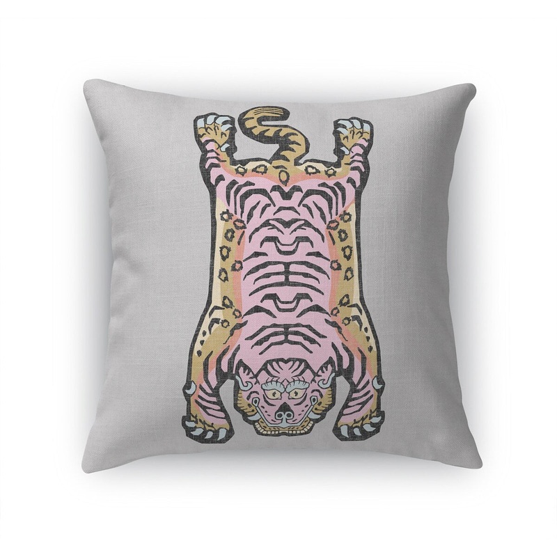 TIBETAN SNOW TIGER PINK RUNNER Accent Pillow by Kavka Designs