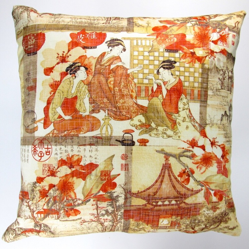 Artisan Pillows Indoor 18-inch High End Asian Far East Oriental Orange Modern Accent Throw Pillow