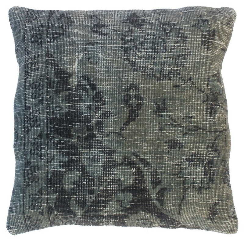Bettyann Gray/Brown Vintage Handmade rug Throw Pillow(18"x18")