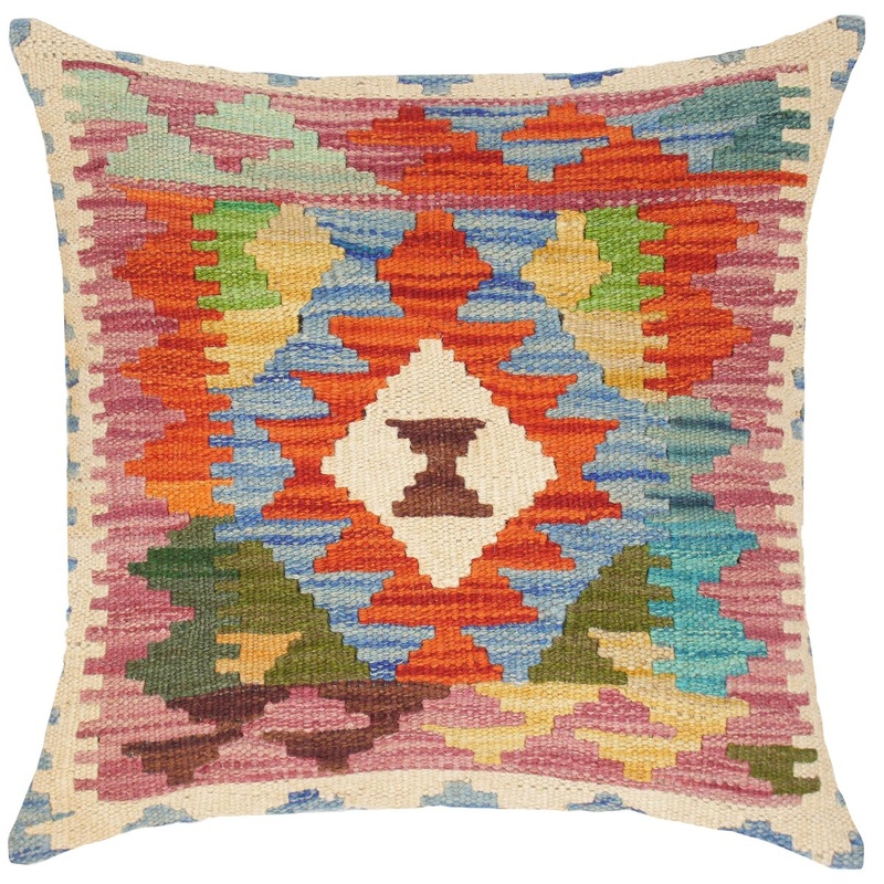 Boho Chic Rickie Hand-Woven Turkish Kilim Throw Pillow 17 in. x 18 in.