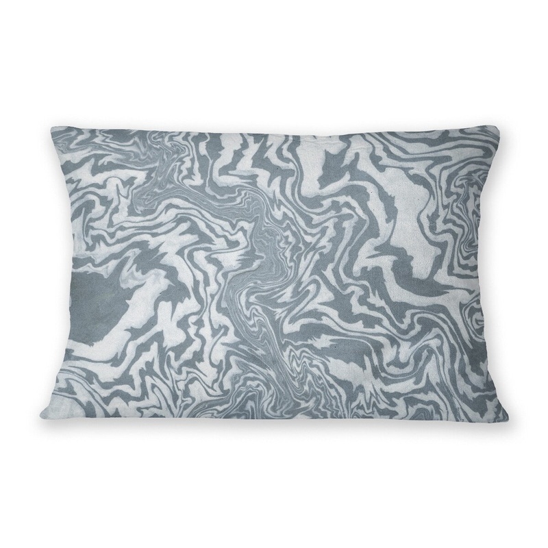 SUMINAGASHI JAGGED BLUE Lumbar Pillow By Nancy Green