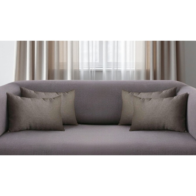 Set of Four 12" X 20" Black Fabric Lumbar Throw Pillows