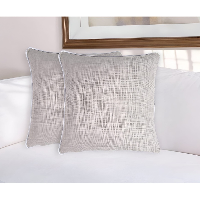 Set of Two 18" Gray Cotton Throw Pillow Covers