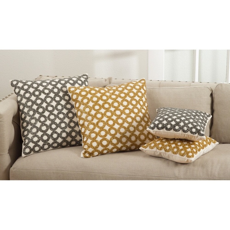 Seren Collection Beaded Design Down Filled Cotton Throw Pillow
