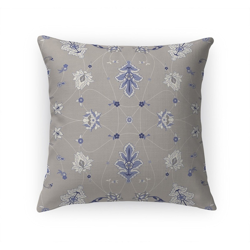 SHABYLON GREY & BLUE Linen Throw Pillow By Marina Gutierrez