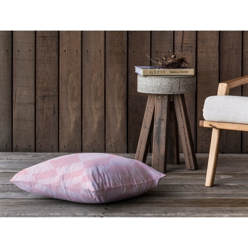 BLOCK PRINT CHECK BOARD IN PINK Floor Pillow By Kavka Designs