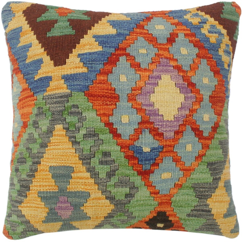 Bohemian Turkish Jenner Hand Woven Kilim Pillow