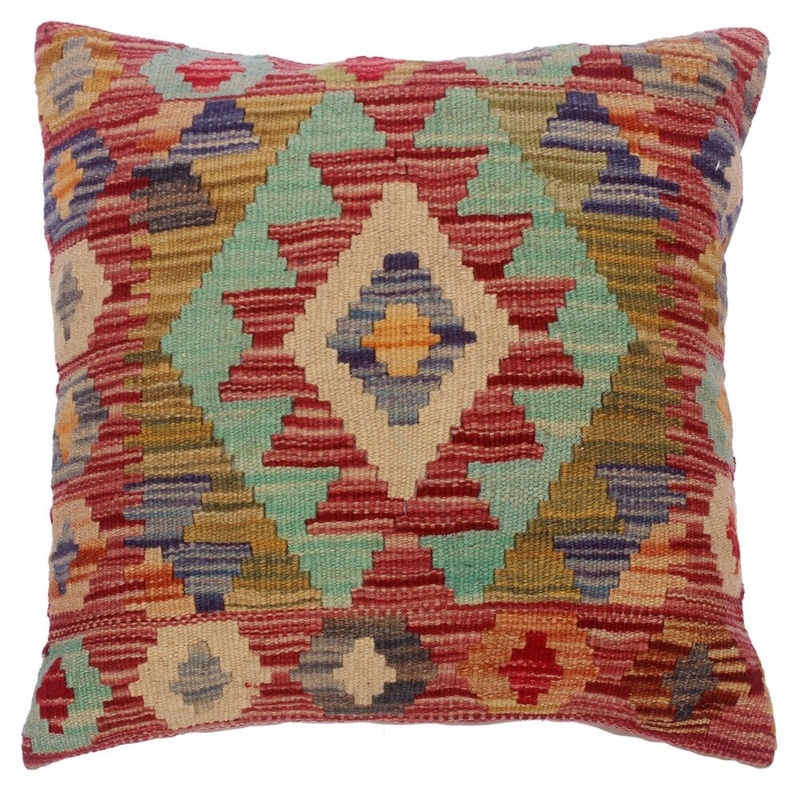 Cheryll Rust/Ivory Hand-Woven Kilim Throw Pillow(18"x18")