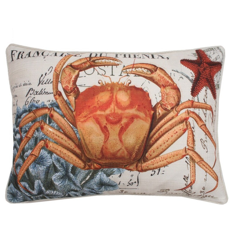 Thro by Marlo Lorenz French Coastal Crab Feather Fill Throw Pillow