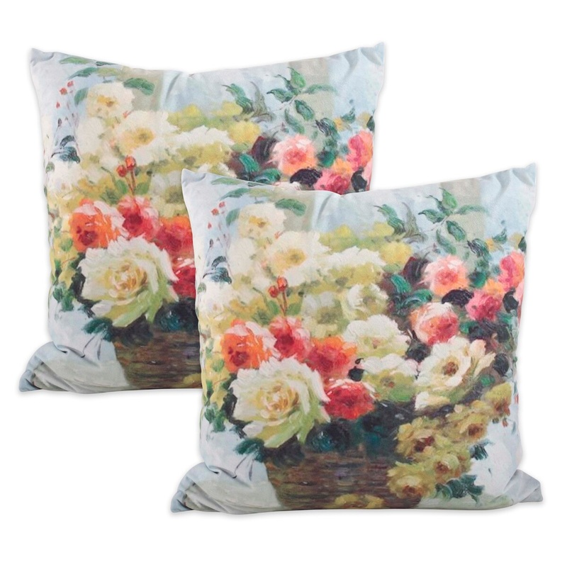Throw Pillow Cover With Floral Print (Set of 2)
