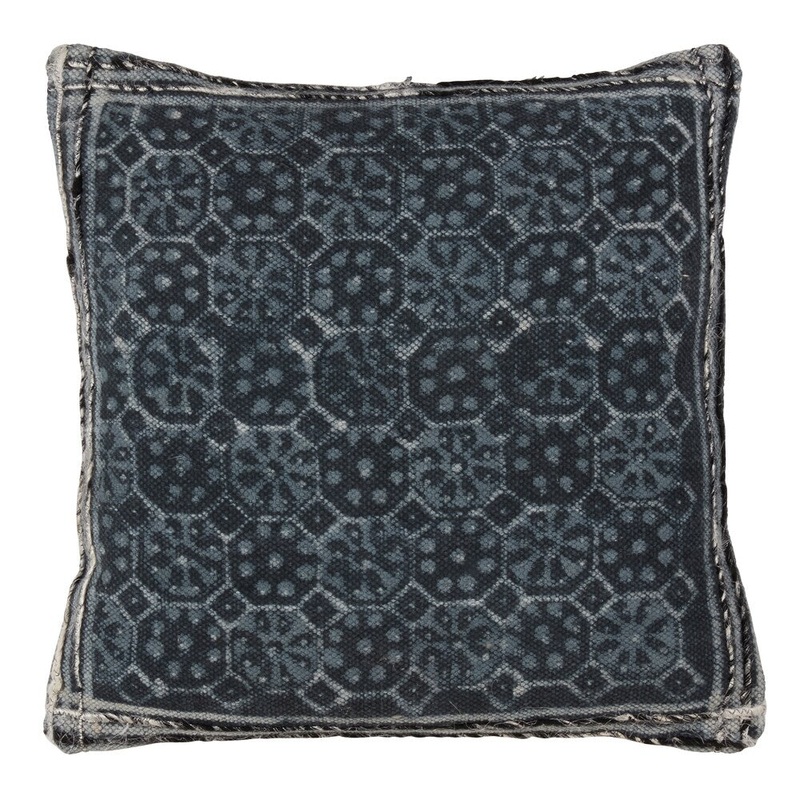 Tile Block Print Down Filled Cotton Accent Throw Pillow