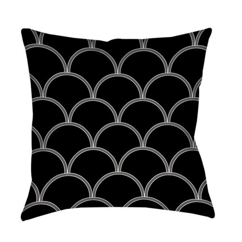 Art Deco Circles Black and white Indoor/ Outdoor Pillow