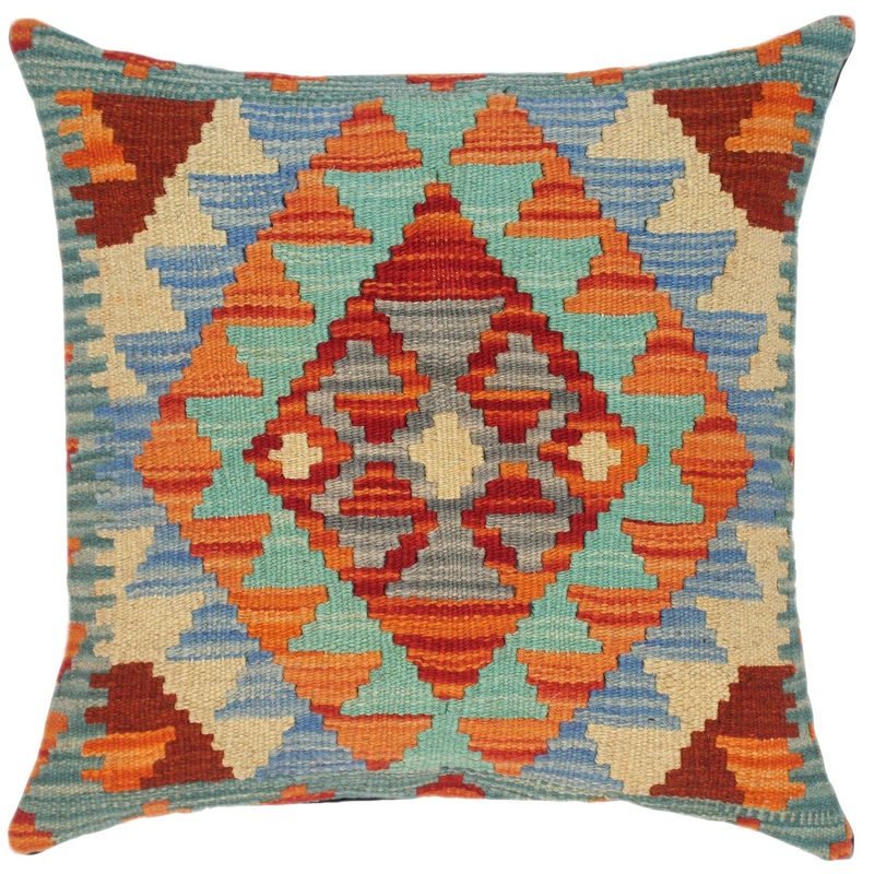 Southwestern Starr Hand-Woven Turkish Kilim Throw Pillow 18 in.x18 in.