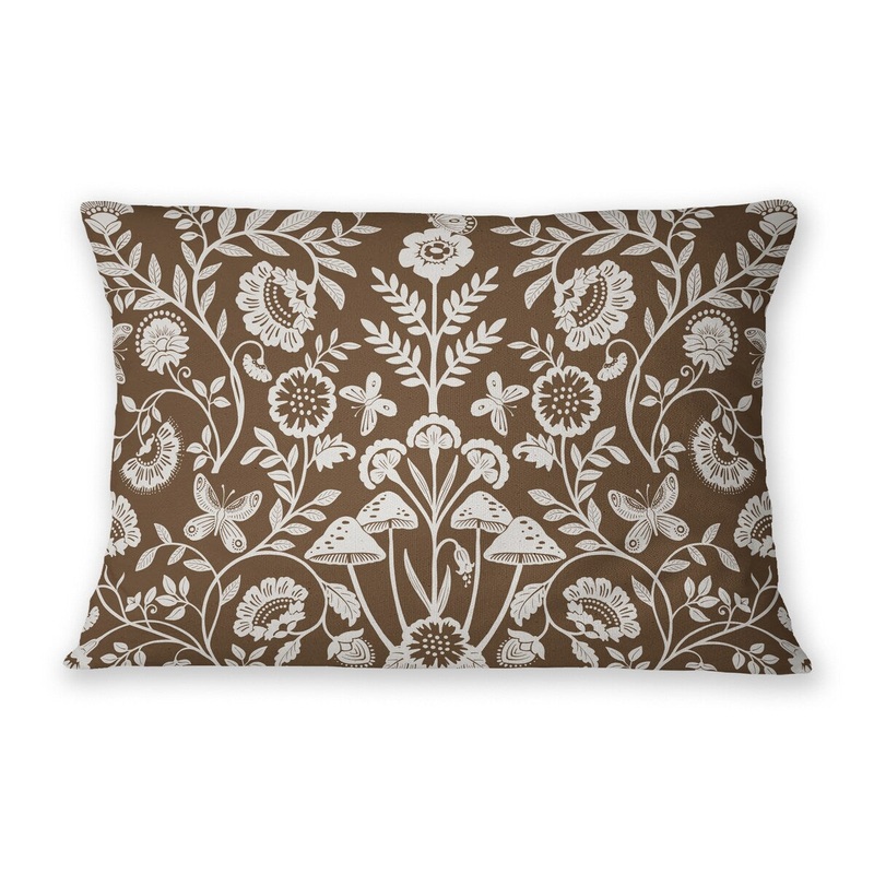 AUTUMN BUTTERFLY GARDEN CAPPUCCINO Lumbar Pillow By Jenny Lund