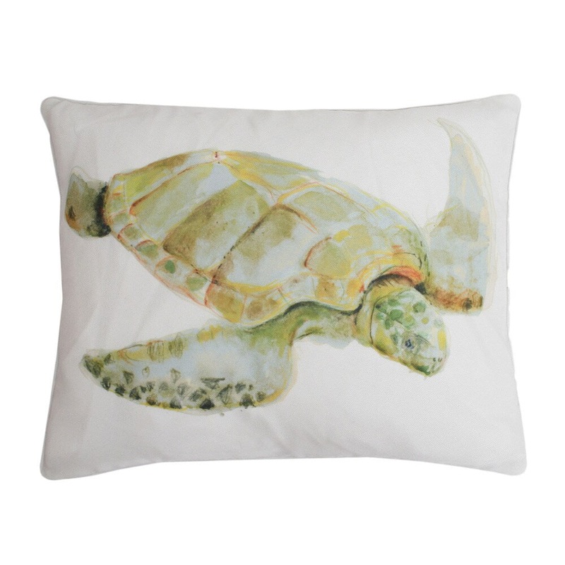Brenda Watercolor Turtle 14X18-inch Feather Fill Throw Pillow