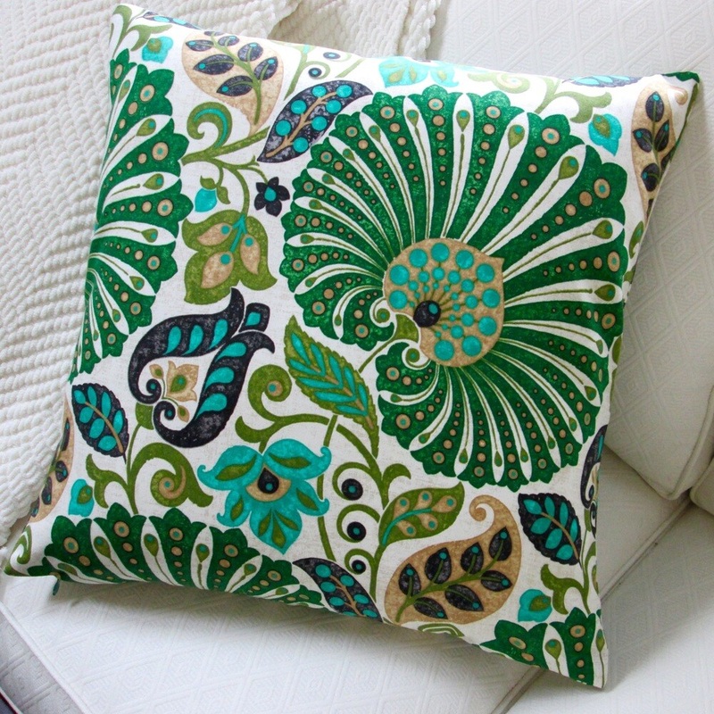 Artisan Pillows Indoor 20-inch Bankura in Emerald Green Modern Floral Accent Throw Pillow Cover