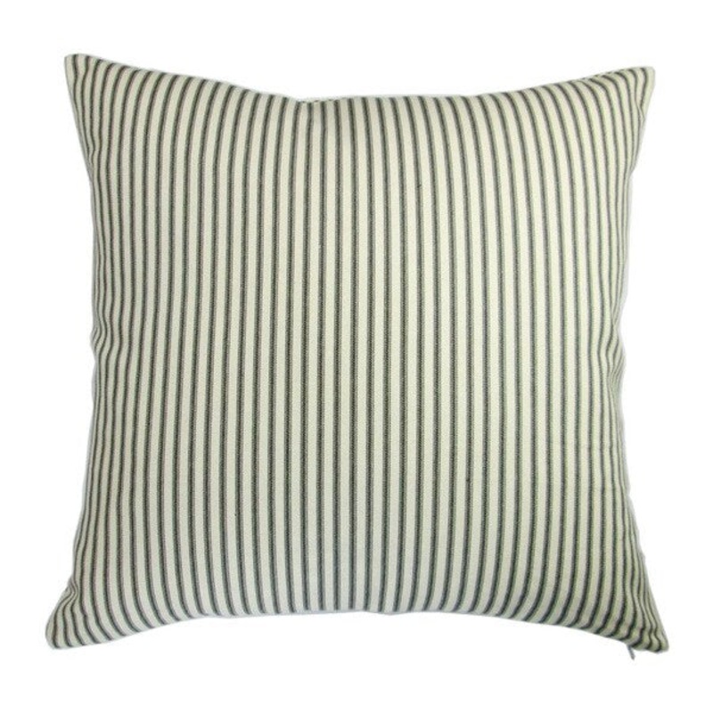Artisan Pillows Indoor Modern Country Cottage Home French Ticking Stripe in Black - Pillow Cover Only