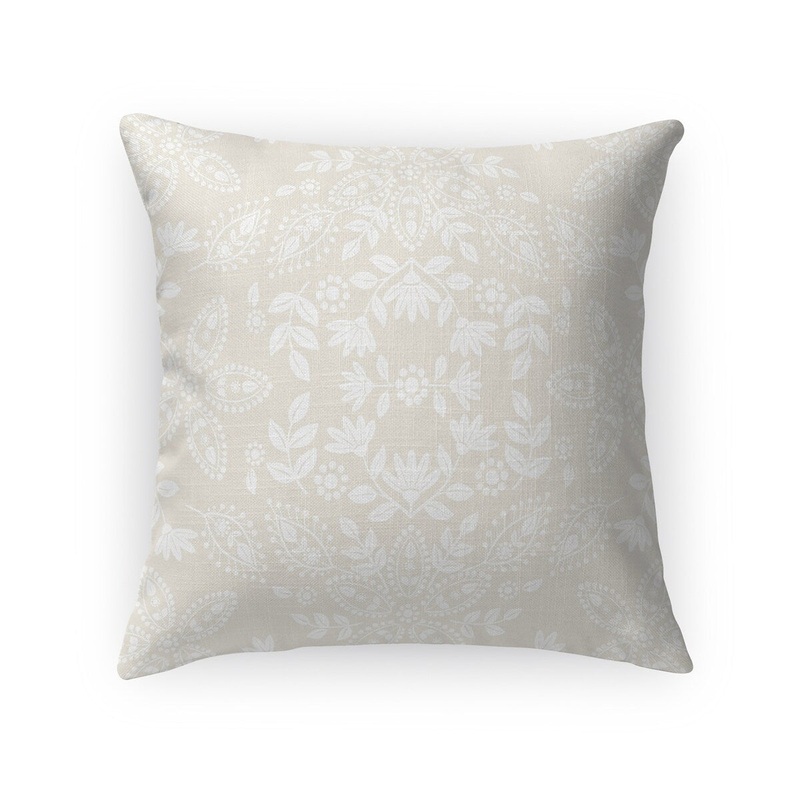 BOHO FLORAL IVORY Linen Throw Pillow By Kavka Designs