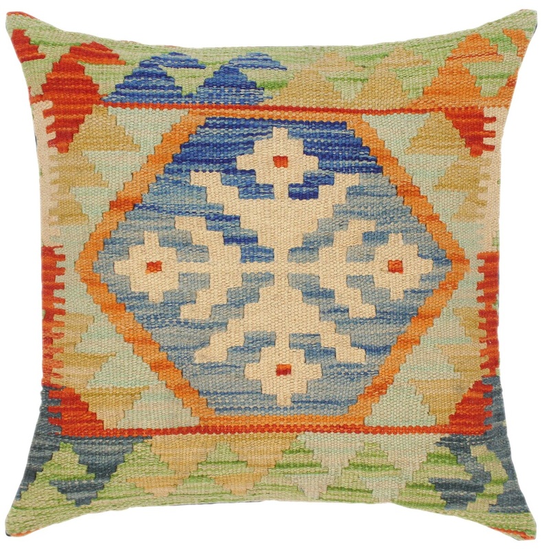 Shabby Chic Caridad Hand-Woven Turkish Kilim Pillow 18 in. x 18 in.
