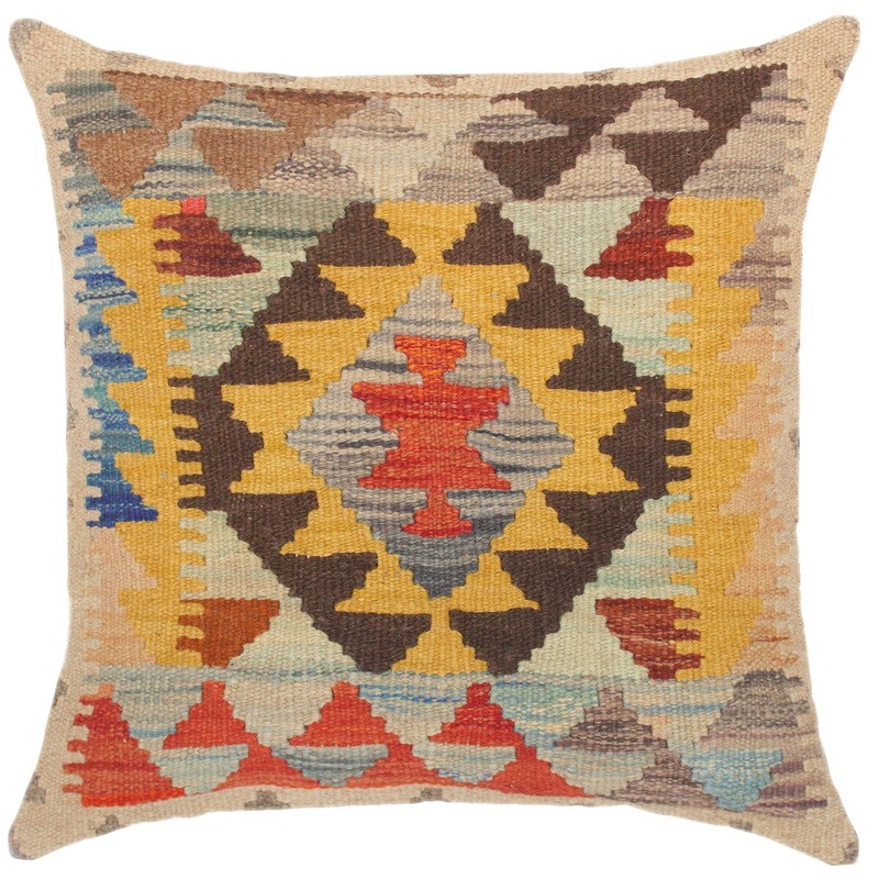 Southwestern Vanessa Hand-Woven Turkish Kilim Pillow 18 in. x 18 in.