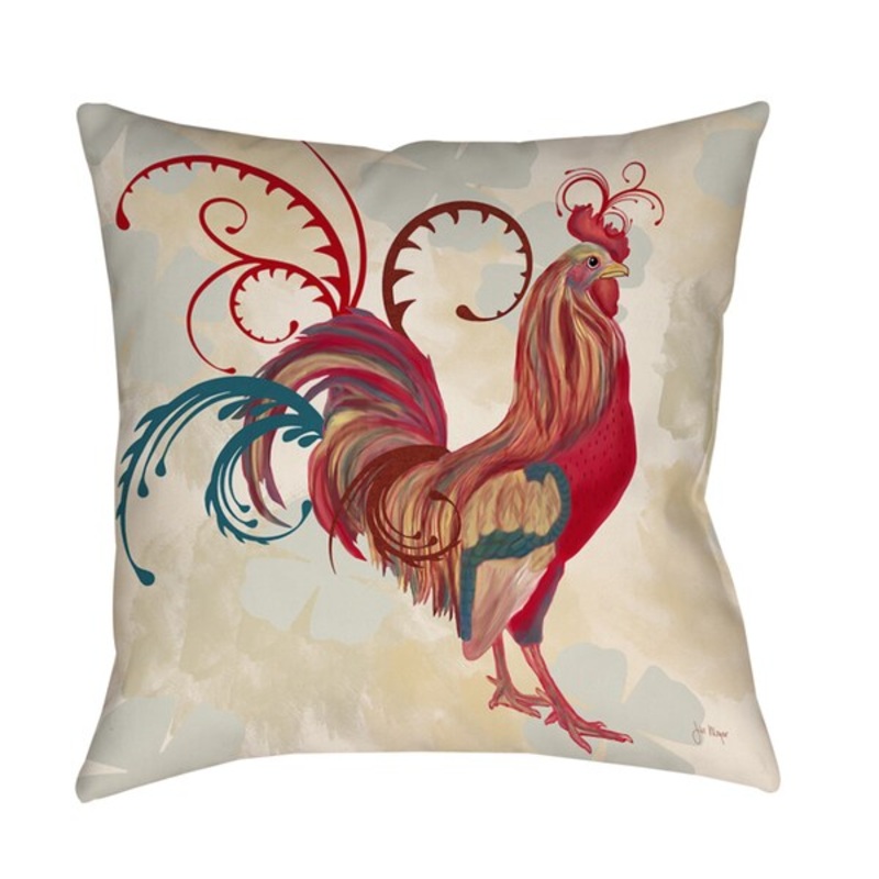 Teal Rooster I Decorative Throw Pillow
